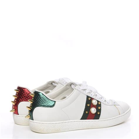 gucci white studded sneakers|gucci ace sneakers women's.